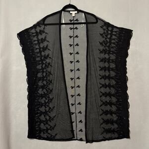 Forever 21 Kimono Duster Women Sz Small Sheer Velvet Burnout Witchy Small Flaw